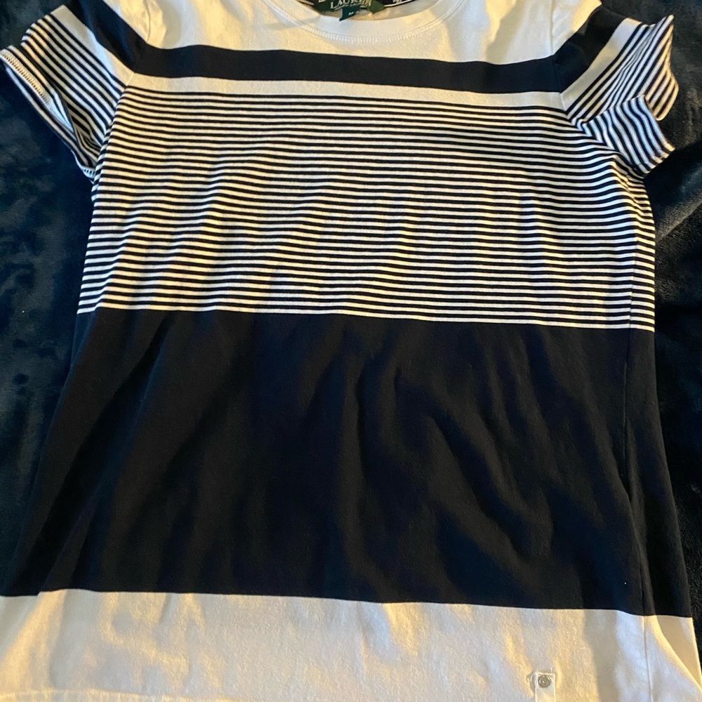 Ralph Lauren Navy Blue Striped Tee Shirt